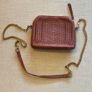 Madison West brown faux leather cross body bag with gold strap